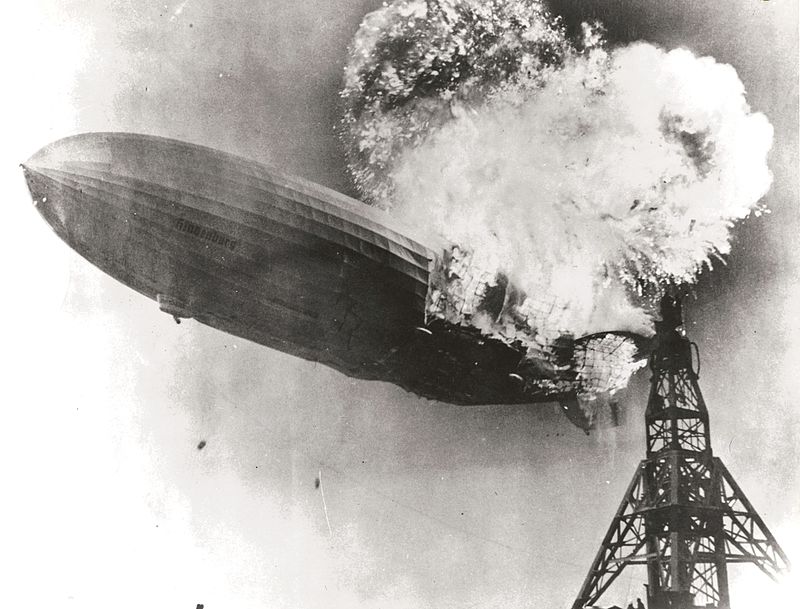 Moment of the explosion of the airship 